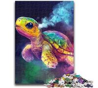 Puzzles 1000 pièces pour Adultes et Adolescents, Tortue fumée, Divertissement en Famille avec Affiche et fiche de Questions-réponses pour Les 14 Ans et Plus, 50x75cm
