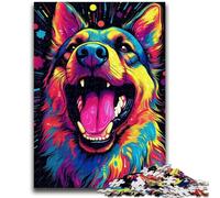 Puzzles 1000 pièces pour Adultes et Adolescents Un Chien Joyeux et Coquin, Anti-Stress, défi Difficile avec Affiche et fiche de Questions-réponses Assorties 26x38cm