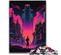 Puzzles 1000 pièces pour Adultes et Adolescents, Villes Fluo, Divertissement en Famille avec Affiche et fiche de Questions-réponses pour Les 14 Ans et Plus, 26x38cm