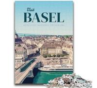 Puzzles 1000 pièces pour Adultes et Adolescents Visit Basel Toys Jeux éducatifs Anti-Stress Interaction Parent-Enfant pour Les 14 Ans et Plus (Taille 38x52cm)