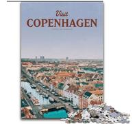 Puzzles 1000 pièces pour Adultes et Adolescents, Visite de Copenhague, adaptés aux Personnes de 14 Ans et Plus, Jeux éducatifs, Cadeaux du Père Noël Secret, 26x38cm