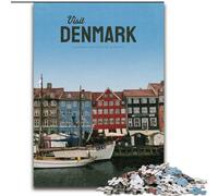 Puzzles 1000 pièces pour Adultes et Adolescents, Visite du Danemark, séjour au Pays des Merveilles, avec pièces entièrement emboîtables de Formes aléatoires (50x75cm), 1000 pièces