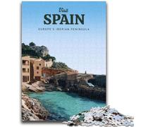 Puzzles 1000 pièces pour Adultes et Adolescents Visitez l'Espagne Jouets éducatifs Jeux Anti-Stress Interaction Parent-Enfant À partir de 14 Ans (Taille 50x75cm)