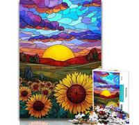 Puzzles 1000 pièces pour Adultes et Adolescents, vitraux, tournesols, 1000 pièces pour Adultes, Anti-Stress, défi Difficile, Cadeaux du Père Noël Secret, 50x75cm