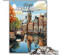 Puzzles 1000 pièces pour Adultes et Adolescents, Voyage à Amsterdam, séjour, Tuer Le Temps avec des pièces entièrement emboîtables de Formes aléatoires (26x38cm) 1000 pièces