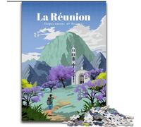 Puzzles 1000 pièces pour Adultes et Adolescents Voyage à La Réunion, adaptés aux Personnes de 14 Ans et Plus Jeux éducatifs Cadeaux du Père Noël Secret 26x38cm