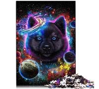 Puzzles 1000 pièces pour Adultes et Enfants par Akita Dog in Space Galaxy Premium 100% Planche recyclée Cadeaux de Noël pour Adultes 26 x 38 cm