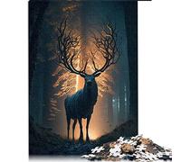 Puzzles 1000 pièces pour Adultes et Enfants Terre Mythique Cerf Puzzles pour Puzzles en Carton Puzzle Jeu Pratique （Taille 26x38cm）