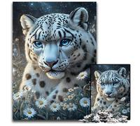 Puzzles 1000 pièces pour Adultes et familles Puzzle Léopard des neiges Jeu Stimulant, Jouets, Anniversaires et Cadeaux Uniques pour Les 14 Ans et Plus 26x38cm