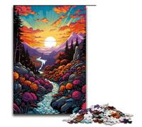 Puzzles 1000 pièces pour Adultes étranges paysages psychédéliques colorés Cadeaux d'anniversaire pour Adolescents de 14 Ans et Plus 75 x 50 cm