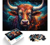 Puzzles 1000 pièces pour Adultes Fantasy Cow Painting Jigsaw Puzzle 26x38cm Offre des Cadeaux pour Toute la Famille à partir de 14 Ans