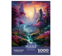 Puzzles 1000 Pièces pour Adultes Fantasy Forest Waterfall Scene Adolescents Puzzles Jeu Familial Défi Difficile Cadeaux Anti-Stress 38x26cm/1000pcs