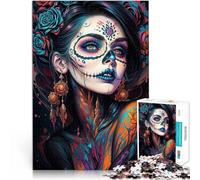 Puzzles 1000 pièces pour Adultes Femme du Jour des Morts Fait de Bois pour Les 14 Ans et Plus Réduction du Stress intéressante Cadeaux pour Les Amis et la Famille。Taille：50x75cm
