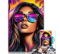 Puzzles 1000 pièces pour Adultes, Femme Portant des Lunettes de Soleil, Puzzles pour Adolescents, Jouets de Jeu, Chaque pièce est Unique - Jeu Familial Stimulant et Amusant (Taille 38x26cm)