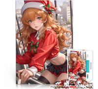 Puzzles 1000 pièces pour Adultes Fille d'anime avec Un Chapeau de Père Noël Waifu Casse-tête pour Une œuvre d'art 75x50cm