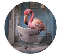 Puzzles 1000 pièces pour Adultes, Flamant Rose lisant Un Journal, Puzzles Ronds pour Jeu de réflexion de 1000 pièces, Jeu Familial interactif, adapté aux 14 Ans et Plus, 67,5 x 67,5 cm