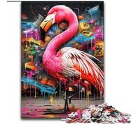 Puzzles 1000 pièces pour Adultes Flamingo Graffiti Puzzles impossibles pour Adultes Fête d'anniversaire pour Hommes Femmes (Taille 26x38cm)