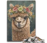 Puzzles 1000 pièces pour Adultes Fleur Alpaga pour 14 Ans et Plus Cadeaux intéressants pour la réduction du Stress pour Les Amis et la Famille 26x38cm