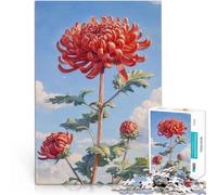Puzzles 1000 pièces pour Adultes Fleur de chrysanthème Rouge Jouet éducatif d'apprentissage Améliorer la mémoire 38x26cm