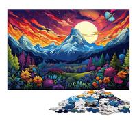 Puzzles 1000 pièces pour Adultes Fleurs colorées et Montagnes Puzzle Difficile Une œuvre d'art pour Les Adolescents de 14 Ans et Plus 1000 pièces (75 x 50 cm)