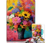 Puzzles 1000 pièces pour Adultes Fleurs dans Un Vase Peinture, Stimulant et Casse-tête, idéal comme Cadeau pour Toute la Famille à partir de 14 Ans 38x26cm