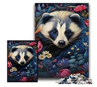 Puzzles 1000 pièces pour Adultes Fleurs de Blaireau à Miel Puzzle en Carton Taille 26x38cm Parfait pour Halloween, Noël, Cadeau d'anniversaire