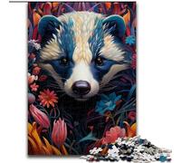Puzzles 1000 pièces pour Adultes Fleurs de Blaireau à Miel Puzzles stimulants pour la Famille et Les Amis, défi cérébral (Taille 26x38cm)