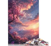 Puzzles 1000 pièces pour Adultes : Fleurs de Cerisier, Fuji Sunset | | Puzzles pour Adultes, Jeux de société, Cadeaux, Jeux intellectuels, 1000 pièces (38 x 26 cm)