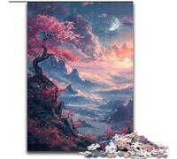 Puzzles 1000 pièces pour Adultes Fleurs de Cerisier sur la Falaise en Bois, ce Qui en Fait Un Excellent Cadeau pour s'amuser50x75cm pour Les Vacances, Les Anniversaires et Les soirées de Jeux