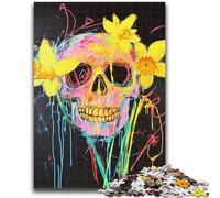Puzzles 1000 pièces pour Adultes Fleurs et crânes façon Basquiat pour exercer Le Cerveau Jouets addictifs pour cultiver la Patience Collection d'artistes, Beaux-Arts 26x38cm