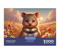 Puzzles 1000 Pièces pour Adultes Floral Field with Cute Bear Adolescents Puzzles Jeu Familial Défi Difficile Cadeaux Anti-Stress 70x50cm/1000pcs