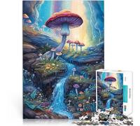 Puzzles 1000 pièces pour Adultes Forêt de Champignons Magiques Jouets éducatifs d'apprentissage Idées Cadeaux 75x50cm