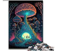 Puzzles 1000 pièces pour Adultes Forêts de Champignons psychédéliques en Bois, Parfaits pour s'amuser en Famille Lors des Anniversaires, Noël 50x75cm Activité de Jeu familiale captivante