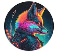 Puzzles 1000 pièces pour Adultes Fox Neon 1000 pièces Puzzle Rond pour Adultes Idéal pour Les réunions de Famille, Les Anniversaires et Les Vacances (Taille 67,5 x 67,5 cm)