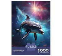 Puzzles 1000 Pièces pour Adultes Funny Dolphin in Space Adolescents Puzzles Jeu Familial Défi Difficile Cadeaux Anti-Stress 38x26cm/1000pcs