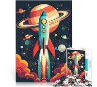 Puzzles 1000 pièces pour Adultes Fusée Spatiale rétro Défi Difficile pour soulager Le Stress Cadeau d'œuvre d'art 38x26cm