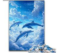 Puzzles 1000 pièces pour Adultes Galaxy Dolphin Puzzles en Bois 50x75cm pour Les Adolescents, Les Couples et Les Amis pour Les Anniversaires et Noël