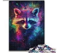 Puzzles 1000 pièces pour Adultes Galaxy Raccoon Puzzles en Bois pour Adultes pour Anniversaires, Vacances et Occasions spéciales (Taille 50x75cm)
