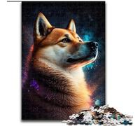 Puzzles 1000 pièces pour Adultes Galaxy Shiba Inu en Bois, Divertissement Relaxant, Cadeau de Noël Parfait et décoration intérieure 50x75cm Activité de Jeu familiale captivante