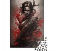 Puzzles 1000 pièces pour Adultes Geisha Japonaise Samouraï Puzzles Amusants Puzzle Familial Jeu éducatif Puzzle créatif en Bois Jeu de Puzzle pour Adolescents Jouets Cadeau 1000 pièces (75x50cm)