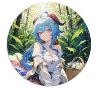 Puzzles 1000 pièces pour Adultes Genshin Impact Ganyu Puzzles Ronds pour Jeu de réflexion 1000 pièces, Jeu Familial interactif, adapté aux 14 Ans et Plus 67,5 x 67,5 cm