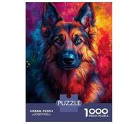 Puzzles 1000 Pièces pour Adultes German Shepherd Pop Art Portrait Puzzle Adulte, Jouet, Décoration Murale, Décoration Intérieure, Idéal comme Cadeau pour Toute La Famille 52x38cm/1000pcs