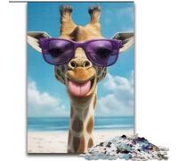 Puzzles 1000 pièces pour Adultes, Girafe avec Lunettes de Soleil, pour Les 14 Ans et Plus, Jeu éducatif, défi, Cadeau d'anniversaire (Taille 26x38cm)