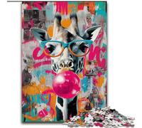 Puzzles 1000 pièces pour Adultes Girafe Graffiti, Jeux éducatifs et décoration d'intérieur, idéal comme Cadeau pour Toute la Famille (Taille 26x38cm)