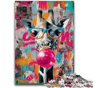 Puzzles 1000 pièces pour Adultes Girafe Graffiti Jouets éducatifs Jeux familiaux Améliorer l'amour Entre Couples 26x38cm