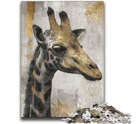 Puzzles 1000 pièces pour Adultes Girafe Noire et dorée pour Les 14 Ans et Plus Cadeaux intéressants pour la réduction du Stress pour Les Amis et la Famille 50x75cm