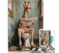 Puzzles 1000 pièces pour Adultes Girafe sur Les Toilettes 1000 pièces pour Adultes, Design Dynamique et Unique Expérience de Puzzle relaxante et stimulante (Taille 38x26cm)