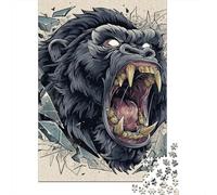 Puzzles 1000 Pièces pour Adultes Gorilla Head Breaking Glass Art Print Puzzle Adulte, Jeu Manuel, Décoration Murale, Cadeaux pour Amis Et Famille 38x26cm/1000pcs