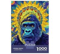 Puzzles 1000 Pièces pour Adultes Gorilla Mandala Art Adolescents Puzzles Jeu Familial Défi Difficile Cadeaux Anti-Stress 38x26cm/1000pcs
