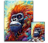 Puzzles 1000 pièces pour Adultes Gorilles colorés Puzzles en Carton pour Adultes Jeu Familial interactif, défi cérébral, Jouet éducatif 26x38cm/10,23x14,96 Pouces